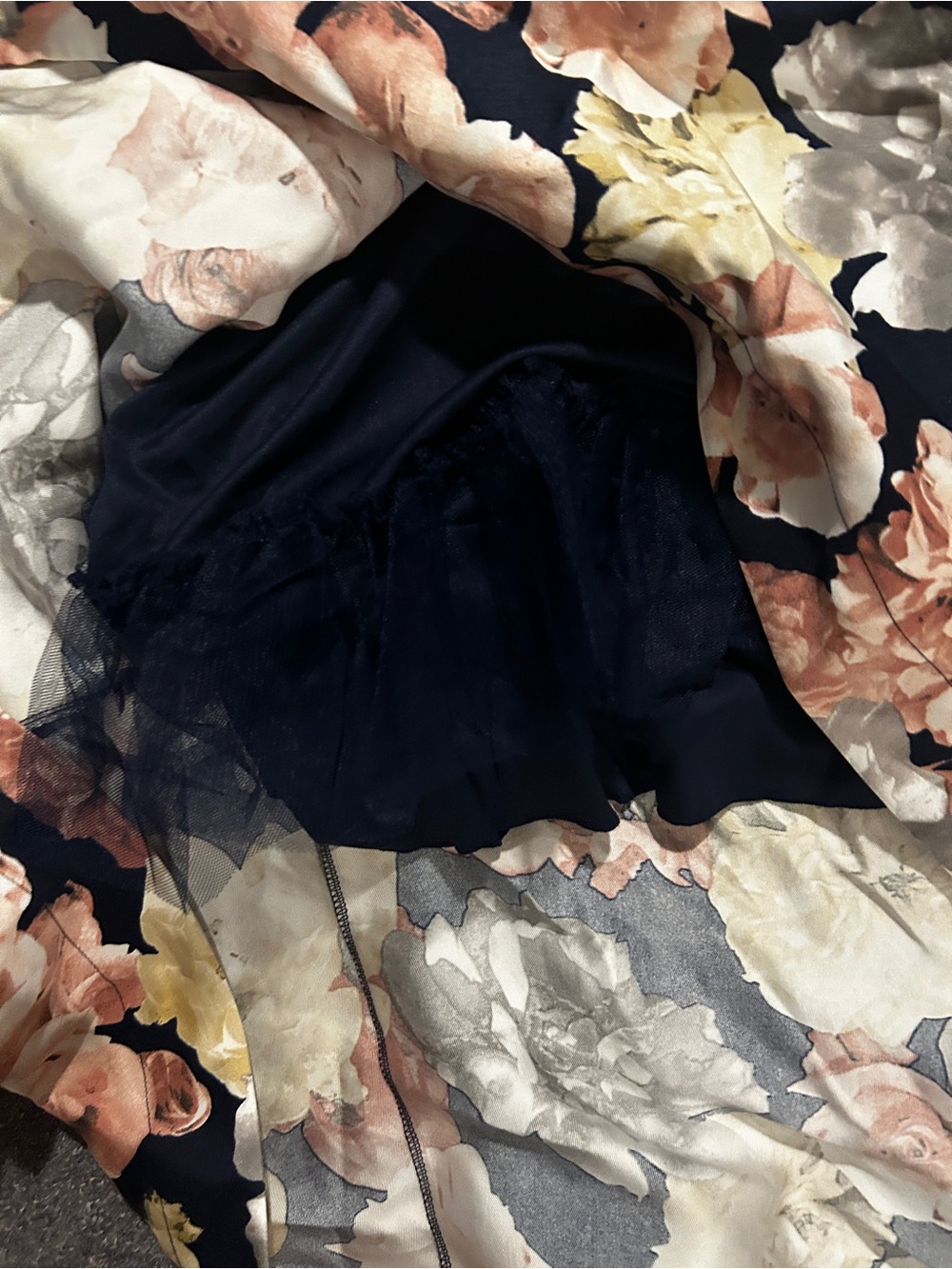 Speechless Kids floral High-Low Halter Dress - Navy with Blush & Cream Floral - Picture 6 of 7